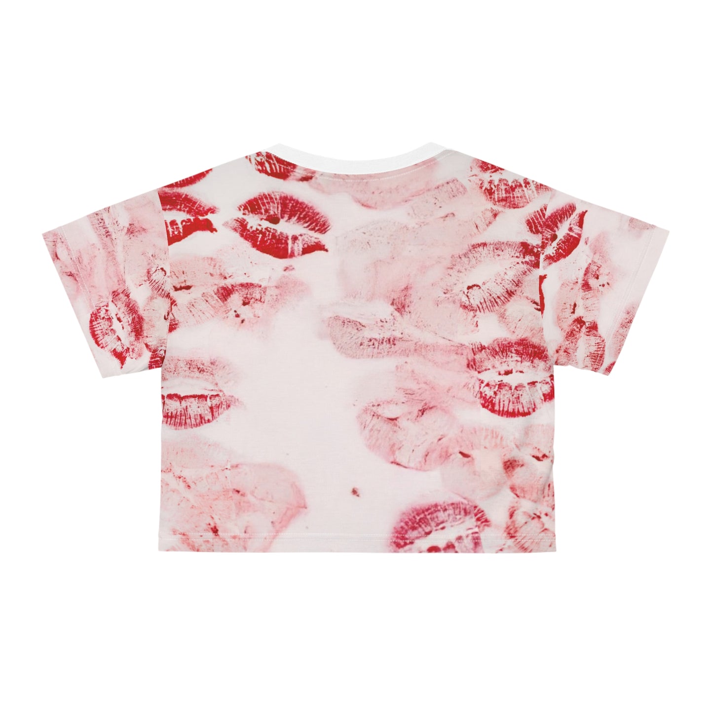 Romantic Crop Tee, Kiss Mark Tee, Girls Night Out Top, Valentine’s Day Gift, Trendy Women's Fashion, Fun Summer Wear